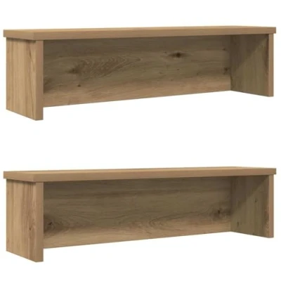 Afbeelding van vidaXL Keukenrekken stapelbaar 2 st 50x15x16 cm artisanaal eikenkleur