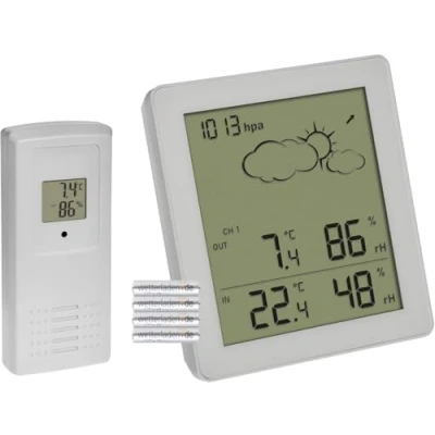 Afbeelding van TFA Dostmann Clear 35.1168.02 Draadloos weerstation met buitensensor, temperatuur en luchtvochtigheid binnen buiten, weersvoorspelling luchtdruk pictogrammen, digitaal,