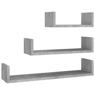 Afbeelding van vidaXL Wandplanken 3 stuks Betongrijs bewerkt hout