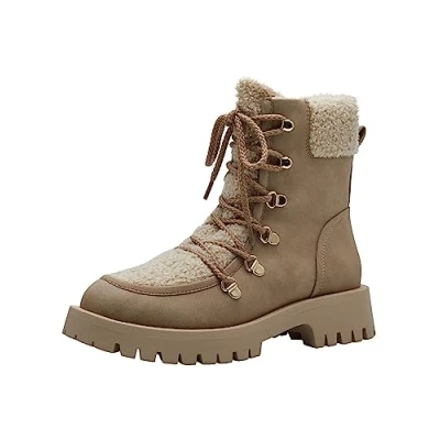 Afbeelding van Tamaris Veterboots, Dames, Maat: 41, Camel Imitatieleer/ textiel