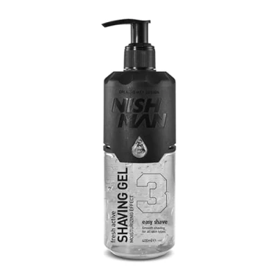 Image de NISHMAN Gel de Rasage 03 Easy Shave 400ml pour un Doux, Hydratant et Nourrissant Protection Parfaite une Peau Douce Parfum Frais Longue Durée Soin Hommes