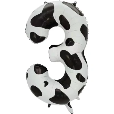 Afbeelding van DIWULI XXL nummer 3 ballon, verjaardag ballon koe