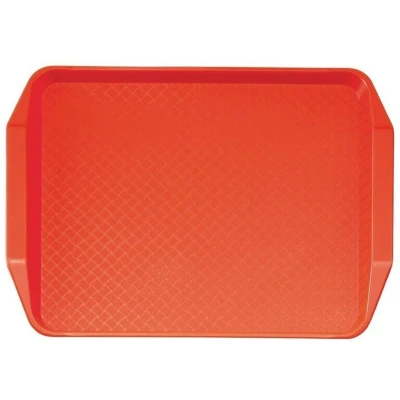 Afbeelding van Cambro polypropyleen fastfood dienblad met handvatten rood 43x30cm