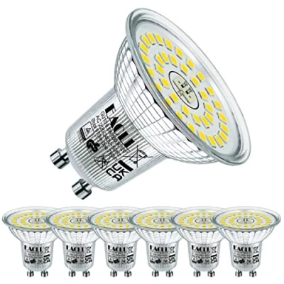 Afbeelding van EACLL GU10 LED Lamp Daglicht Wit, 6.5W Gelijk aan 100W Halogeenlampen, 6 pack, 5000K 790lm AC 230V Geen Flikkering Energiezuinige Verlichting, Stralingshoek 120 Spots, Niet Dimbaar Korte Reflectorlamp