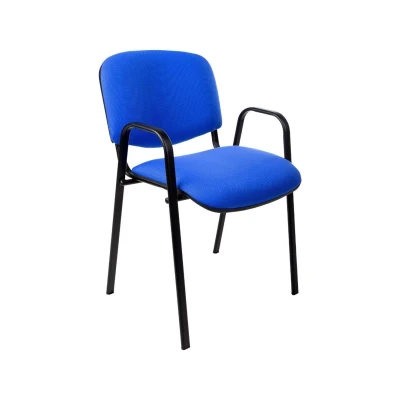 Afbeelding van Vergaderstoel of conferentiestoel basic chroom frame met armleuningen Helblauw stof