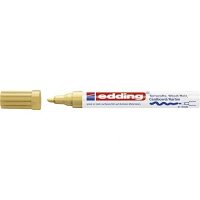 Afbeelding van Goudkleurige edding 4000 verfmarker met matte inkt 1 marker 2 4 mm kogelpunt om te schrijven en decoreren op ruwe, donkere of poreuze oppervlakken ideaal voor terracotta, karton, hout