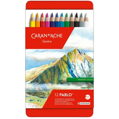Afbeelding van Kleurpotloden Caran d&#039;Ache Pablo assorti blik à 12stuks