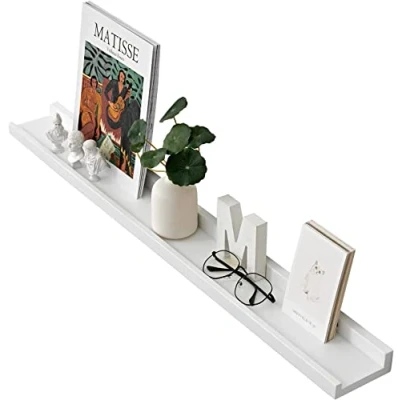 Afbeelding van Gieanoo Wandrek, wit, 90 cm, wandplank, eiken, hangrek voor slaapkamer, keuken, badkamer, woonkamer