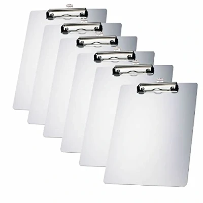 Afbeelding van 6 stuks A4 aluminium klembord met rubberen metalen klem, DIN ophangdoos, padhouder stabiele schrijfplaat set van notitieblokken