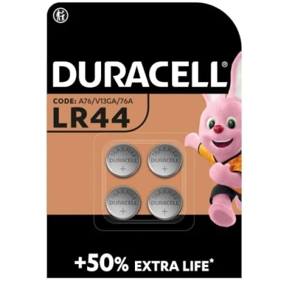 Image de DURACELL LR44 Piles alcalines spéciales 1,5V (A76) (Lot DE 8) JUSQU&#039;A +50% PUISSANCE Pour thermomètres, calculatrices, montres, appareils médicaux Conservation 5 ans Prévention des fuites