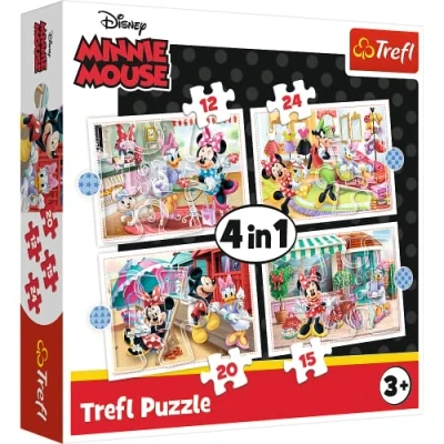 Image de Trefl, Puzzle, Minnie avec des amis, Disney, 12 à 24 Pièces, 4 Sets, pour Enfants partir de 3 ans