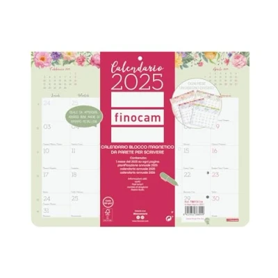Afbeelding van Finocam Wandkalender met magneet om te schrijven 2025, maandelijkse lay out, januari 2025 december (12 maanden), Italiaans