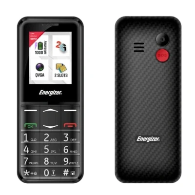Afbeelding van Energizer Ontgrendelde mobiele telefoon met fysiek toetsenbord E4 2G SOS knop 1000 mAh batterij Dual Sim (Mini SIM) FM Radio Zaklamp Zwart