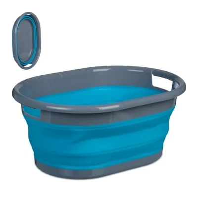 Afbeelding van Relaxdays wasmand opvouwbaar wasgoedmand heupwasmand 21 liter kunststof ovaal
