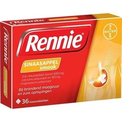 Afbeelding van Rennie Sinaasappelsmaak Kauwtablet 680mg/80mg