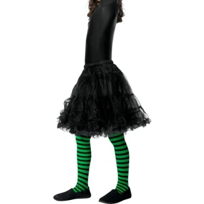 Afbeelding van Smiffys Boze heks panty, kind, groen en zwart, 6 12 jaar