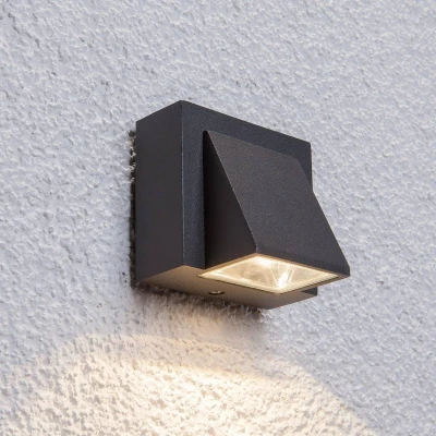 Afbeelding van Lucande LED wandlamp buiten 1licht aluminium, glas H: 7.5 cm grafiet Inclusief lichtbron