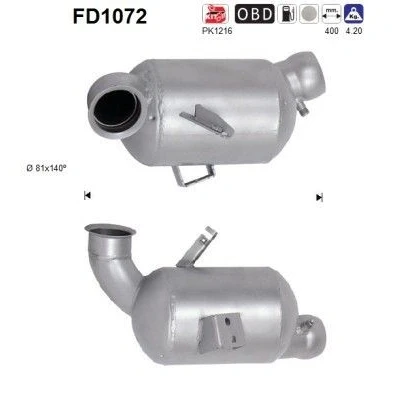 Afbeelding van AS FD1072 Roetfilter Euro 5 Cordieriet MERCEDES BENZ: C Class Saloon, E T modell, Saloon