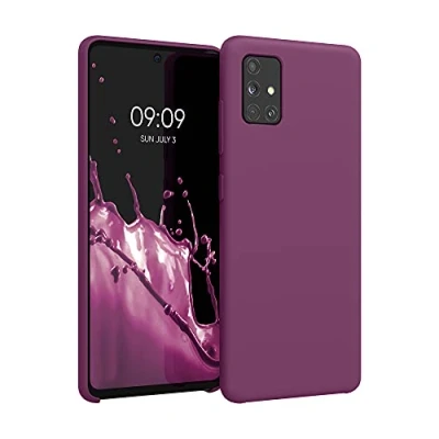Afbeelding van kwmobile telefoonhoesje geschikt voor Samsung Galaxy A51 Hoesje met siliconen coating Smartphone case in magenta lila