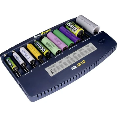 Afbeelding van AccuPower IQ312 Batterijlader NiCd, NiMH, Li ion 10340, 10350, 10440, 10500, 12500, 12650, 13500, 13650, 14500, 14650, 16340, 16650, 17335, 17355, 17500,