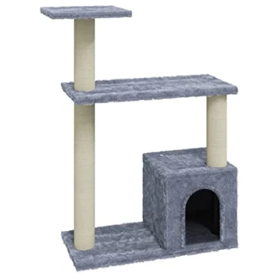 Afbeelding van vidaXL Kattenkrabpaal met sisal krabpalen 70 cm lichtgrijs