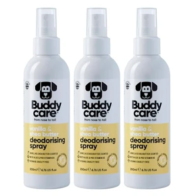 Afbeelding van Buddycare luchtverfrisser spray voor honden aloë vera en provitamine B5 (vanille sheaboter, 200 ml x 3)