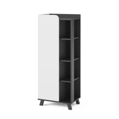 Afbeelding van Vicco KarenMidikast 50 x 128 cm met deur en open vakken Antraciet/wit