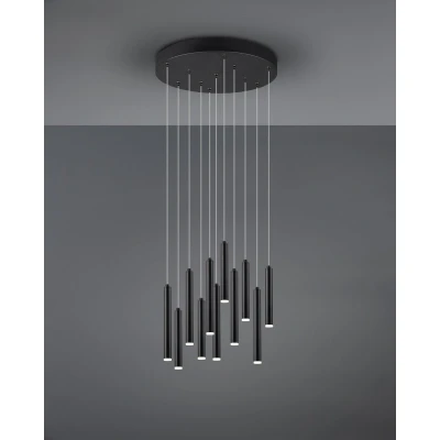 Afbeelding van TRIO Leuchten Tubular Hanglamp Zwart Dimbaar In hoogte verstellbaar