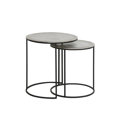 Afbeelding van Light &amp; Living Bijzettafel TALCA Ø49x52cm Zilver Set van 2