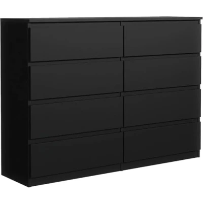 Afbeelding van meble masztalerz ladekast met 8 laden, mat zwart, 120 x 101,5 39 cm, opbergkast, commode voor slaapkamer, klassieke woonkamerkast