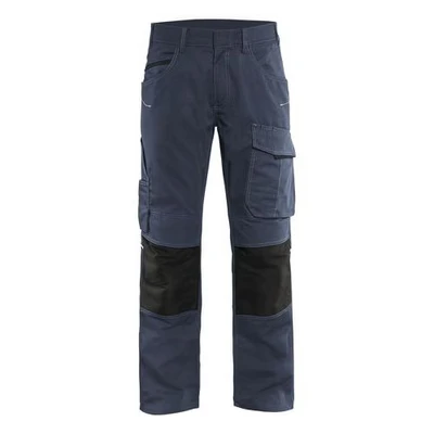 Image de Pantalon services stretch marine foncé/noir, boutons cachés