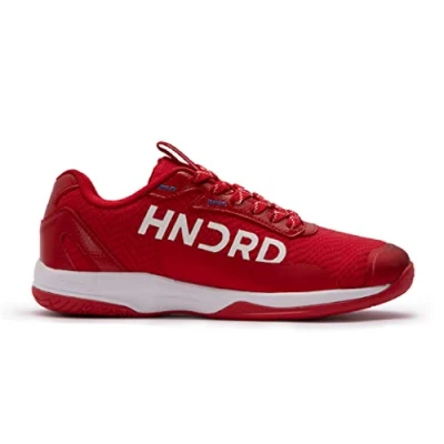 Afbeelding van HUNDRED Xoom Pro non marking professionele badmintonschoenen voor heren Materiaal: kunstleer Geschikt indoortennis, squash, tafeltennis, basketbal en padel (rood/wit, EU 44, UK 10, US 11)