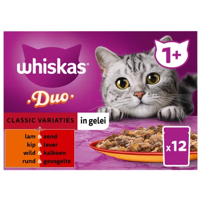 Afbeelding van 4x Whiskas Duo Senior Classic Variaties Multipack 12 x 85 gr