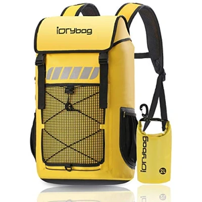 Afbeelding van IDRYBAG waterdichte rugzak voor heren, 25 l/45 l, kajaktassen, wandelen., Geel., Modern