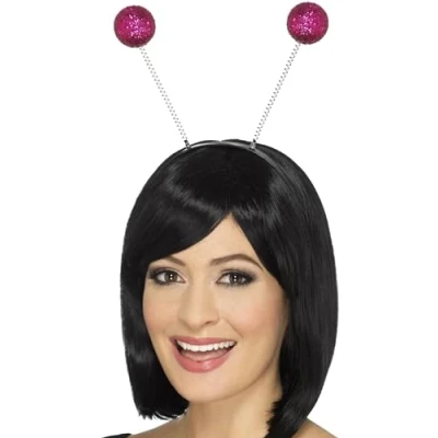 Afbeelding van SMIFFYS Roze glitter bollen haarband voor volwassenen Accessoires &gt; Haar &amp; hoofdbanden