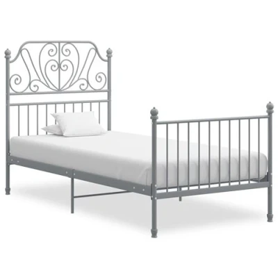 Afbeelding van Bedframe metaal en multiplex grijs 90x200 cm