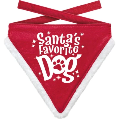 Afbeelding van Plenty Gifts Kerst Bandana Santa&#039;s Favourite Dog Rood 16 20 CM 18,5X22,5