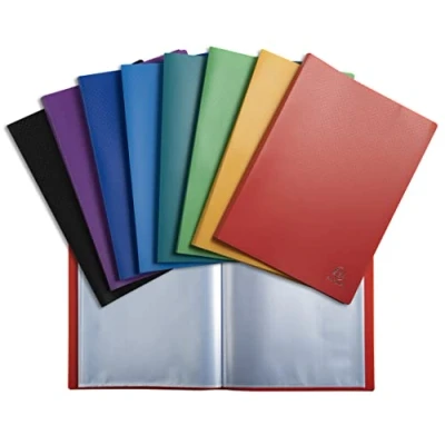 Afbeelding van Exacompta Ref. 8590E 1 documentenmap van OPAK, 90 niet reflecterende hoezen, 180 weergaven, voor A4 formaat, afmetingen 24 x 32 cm, omslag zacht polypropyleen, 8 willekeurige kleuren