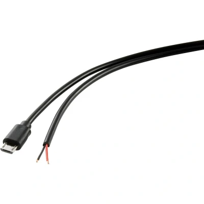 Afbeelding van TRU COMPONENTS Stroomkabel Raspberry Pi, BBC micro:bit [1x Micro USB 2.0 B stekker 1x Open kabeleinde] 1.00 m Zwart