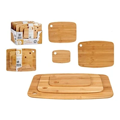 Afbeelding van Set van 3x stuks bamboe houten snijplanken/serveerplanken Serveerplankjes/snijplankjes hout