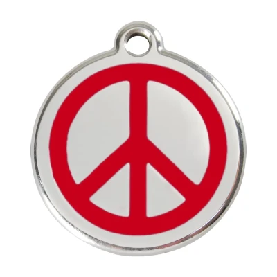 Afbeelding van Peace Red roestvrijstalen hondenpenning large/groot dia. 3,8 cm RedDingo