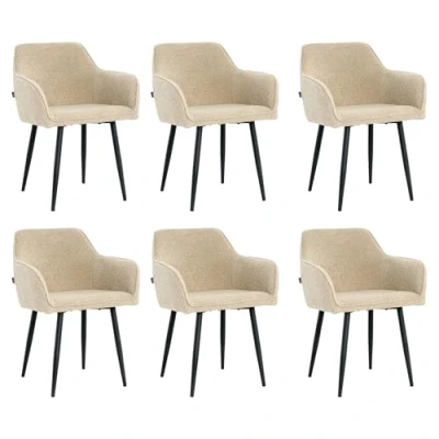 Afbeelding van Lina® Diamond Eetkamerstoel Beige Set van 6 Boucle