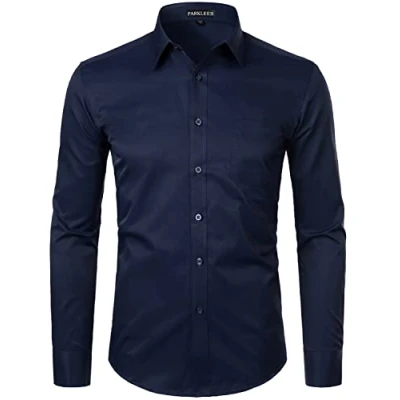 Afbeelding van PARKLEES Herenhemd met lange mouwen, slim fit, borstzak, Micro keperstof in marineblauw