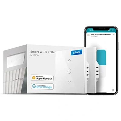 Afbeelding van Rolluikschakelaar (neutrale draad vereist), set van 2 raamgordijnschakelaars compatibel met HomeKit, Alexa en Google Home, percentagebediening, spraakbesturing afstandsbediening