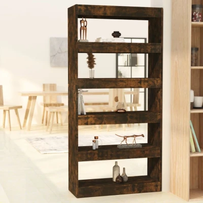 Afbeelding van Boekenkast/kamerscherm 80x30x166 cm spaanplaat gerookt eiken