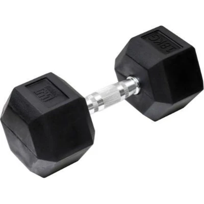 Afbeelding van Orange Gym Hex Dumbbell Black 18 kg