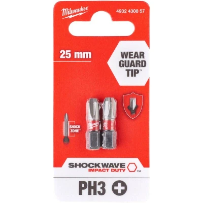 Afbeelding van Milwaukee Shockwave schroefbit lang 25mm ph3 (2st)