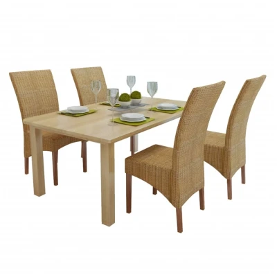Afbeelding van Eetkamerstoelen 4 st natuurlijk rattan bruin