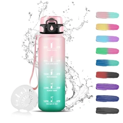 Afbeelding van 500 ml drinkfles, motiverende fles met tijdweergave, lekvrije fles, schaalfles voor kinderen, volwassenen, sportschool, werk, school, yoga, wandelen, kantoor