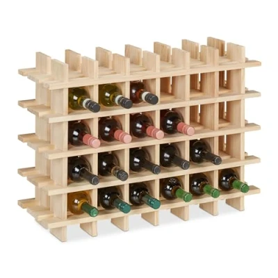 Afbeelding van Relaxdays wijnrek voor 24 flessen houten flessenrek modulair wijnflessenrek kelder